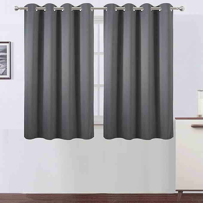 LEMOMO Frost Grey Thermal Blackout Curtains/52 x 54 Inch/Set of 2 Panels Room Darkening Curtains for Bedroom