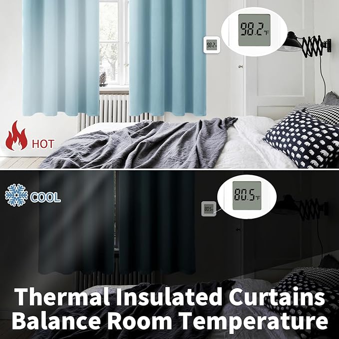 BGment Room Darkening Curtains 45 Inches Long - Grommet Thermal Insulated Drapes Window Treatment Curtains for Bedroom, 2 Panels, 38 x 45 Inch, Greyish Blue