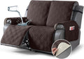 TAOCOCO 100% Waterproof Loveseat Recliner Cover, Non Slip Split Loveseat Covers for Reclining Sofa with Elastic Straps, Washable Recliner Chair/Furniture Protector for Pets(2 Seater, Chocolate)