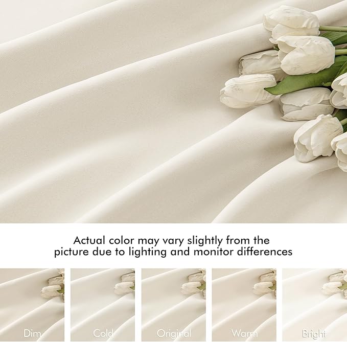 MIULEE Beige White Back Tab Blackout Curtains 120 Inch Long 2 Panels Set for Bedroom, Rod Pocket/Pinch Pleated Extra Long Thermal Insulated Living Room Darkening Light Blocking 10FT Drapes