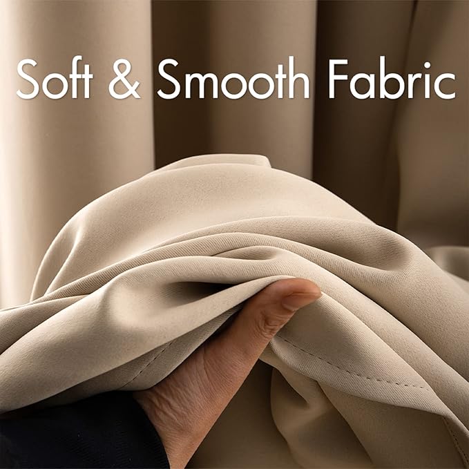MIULEE Blackout Curtains for Bedroom Living Room Thermal Insulated Room Darkening Grommet Top Solid Light Blocking Drapery Set of 2 Window Panels 52 x 72 Inches Beige