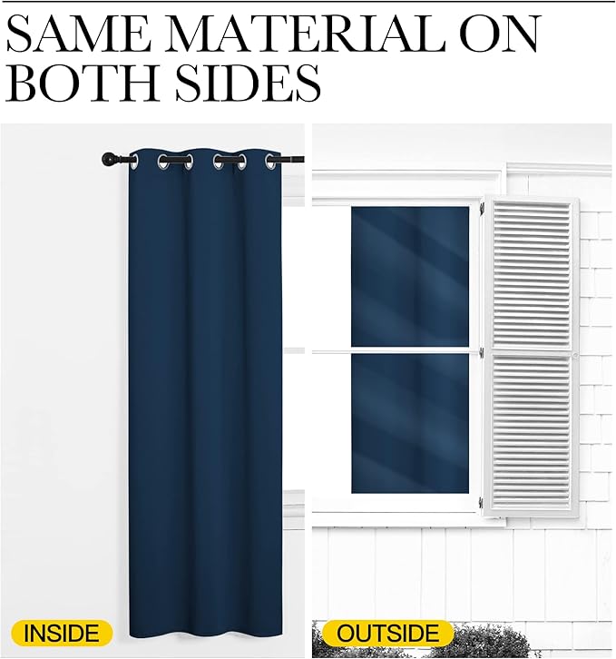 NICETOWN Bedroom Curtain Panels Blackout Draperies, Thermal Insulated Solid Grommet Blackout Curtains/Drapes (Moroccan Blue, 1 Pair, 55 by 68-inch)