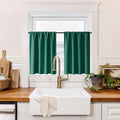 RYB HOME 100% Blackout Short Curtains for Small Window, Thermal Insulated Total Room Darkening Noise Reducing Curtains for Basement Bathroom RV Cars, 29 inches Wide by 24 inches Long, Dark Green