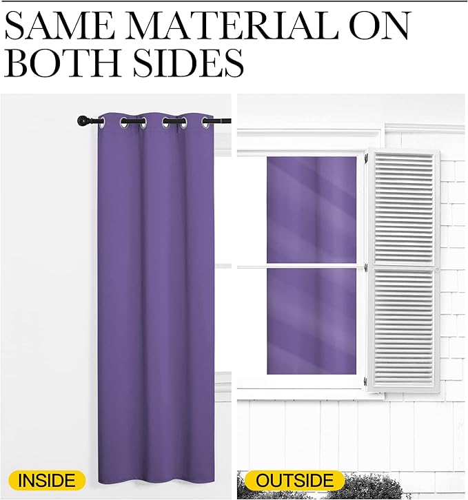 NICETOWN Blackout Curtains & Drapes for Bedroom, Lilac Purple, W34 x L48, Set of 2, Triple Weave Grommet Top Thermal Insulated Light Blocking Panels for Bathroom/Living Room