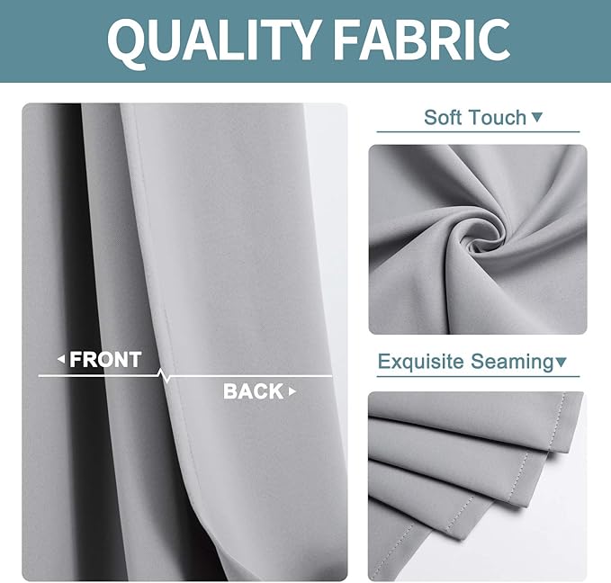 ChrisDowa Blackout Curtains 102 Inches Long 2 Panels Set for Living Room, Grommet Thermal Insulated Room Darkening Curtains for Bedroom (Light Grey, 52 x 102 Inch)