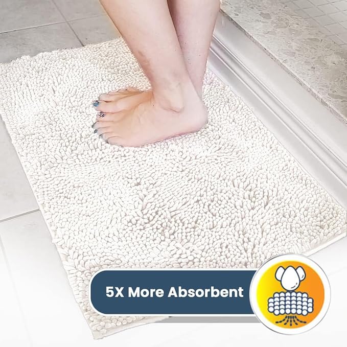 Muddy Mat® | Super Absorbent Door Mat Indoor, Microfiber Quick Dry Chenille Entryway Rug, Non-Slip Front Door Mat, Indoor Mats for Entryway, Machine Washable Pet Rug, White 59"x35"