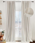 100% Blackout Shield Linen Blackout Curtains for Bedroom 120 Inches Long, Back Tab/Rod Pocket Living Room Drapes, Thermal Insulated Blackout Curtains 2 Panels Set, 50" W x 120" L,Cream
