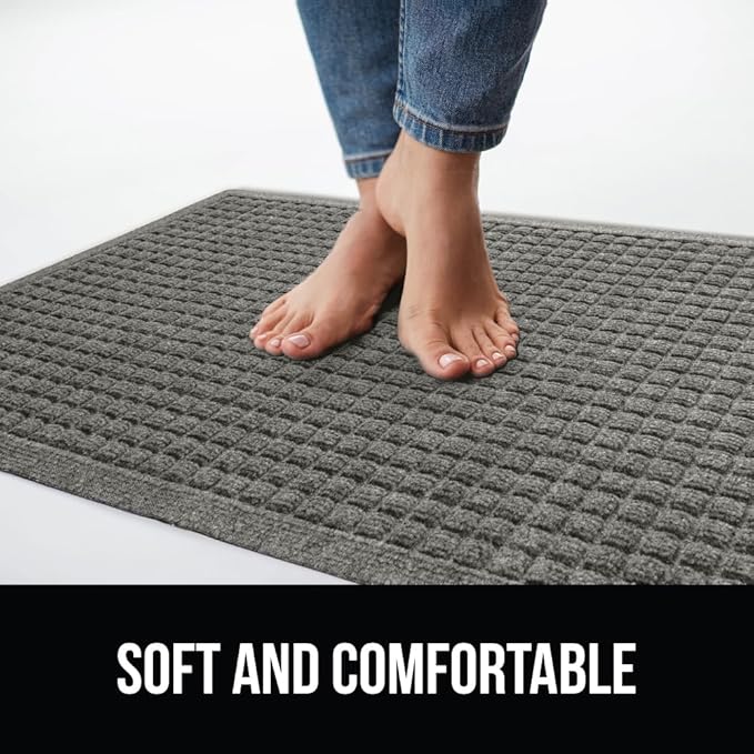 GORILLA GRIP® Ultra Absorbent Front Door Mat Outside Entrance, 35x23, Traps Dirt and Moisture, HydroABSORB Indoor Outdoor Doormat Holds Up to 5.7 Cups Water, Stain and Fade Resistant Welcome Mat, Grey