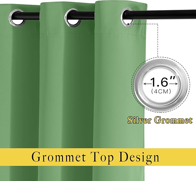 NICETOWN Room Darkening Curtains and Drapes for Bedroom - Grommet Energy Saving Thermal Insulated Light Blocking Window Treatments for Kitchen (Forest Green, 1 Pair, W46 x L54)