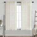 Cream Linen Curtains 66 Inch Length for Living Room 2 Panels Set Neutral Modern Farmhouse Window Curtain Semi Sheer Light Filtering Privacy Back Tab Rod Pocket Drapes for Bedroom Natural Ivory 52x66