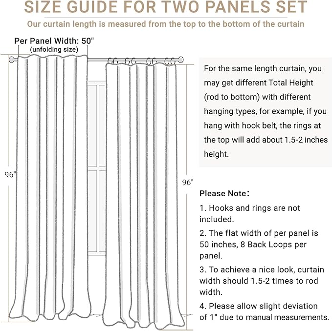 100% Blackout Shield Linen Blackout Curtains for Bedroom 96 Inches Long, Back Tab/Rod Pocket Living Room Drapes, Thermal Insulated Blackout Curtains 2 Panels Set, 50" W x 96" L,Sage Green