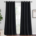 NICETOWN Patio Blackout Curtain Shades, 2 Panels, 55 inches x 110 inches, Black, Summer Home Decoration Thermal Insulated Grommet Blackout Draperies/Drapes for Kitchen