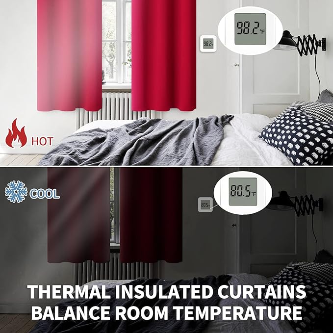 BGment Room Darkening Curtains 54 Inches Long - Grommet Thermal Insulated Drapes Window Treatment Curtains for Bedroom, 2 Panels, 38 x 54 Inch, Red