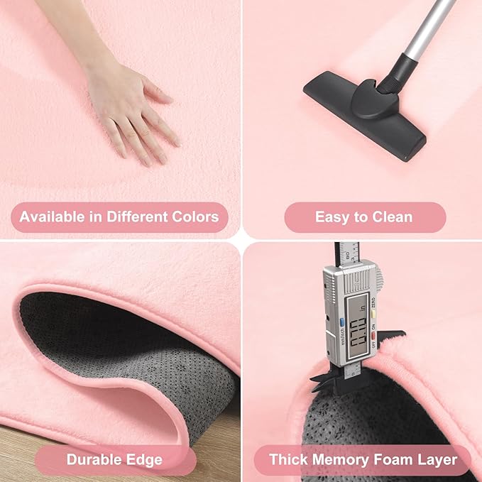 Amearea Modern Area Rugs for Bedroom Living Room, 4x6 Feet Pink Thickened Memory Foam Rug, Fluffy Indoor Washable Rugs Non Slip Minimalist Carpet for Kids Boys Girls Dorm Nursery Room Decor
