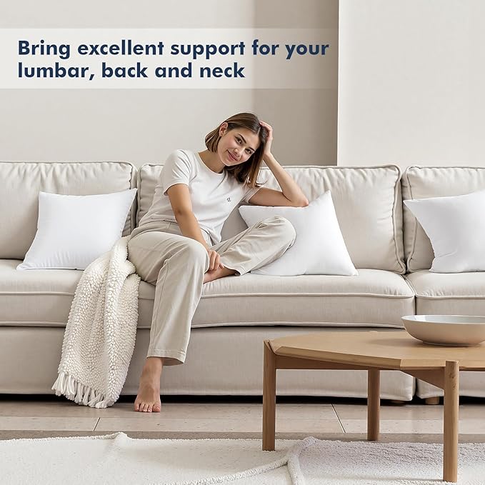 MIULEE Throw Pillows Inserts, Pack of 2 12x24 Inch 100% Virgin Fiber Filling Bed Couch Pillows