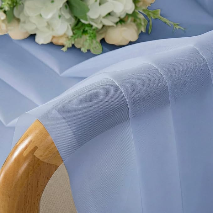 OWENIE Sheer Curtains 78 Inches Long 2 Panels Set for Bedroom Living Room, Soft Solid Light Filtering Sheer Curtain Rod Pocket Clear Drapes for Window Sliding Door, Demin, 42" W x 78" L