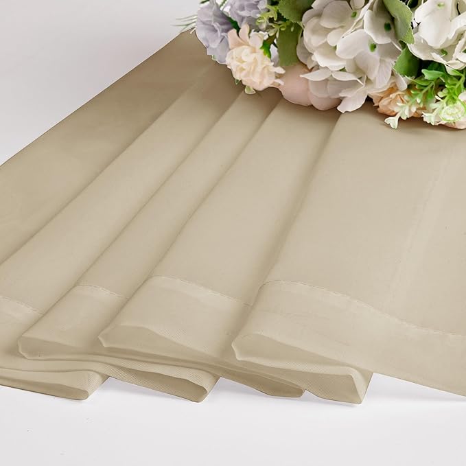 OWENIE Taupe Sheer Curtains 54 Inch Length 2 Panels Set, Rod Pocket Fimly Voile Short Curtains for Living Room, Taupe Solid Window Curtain Panels for Bedroom, Each 42Wx54L inch