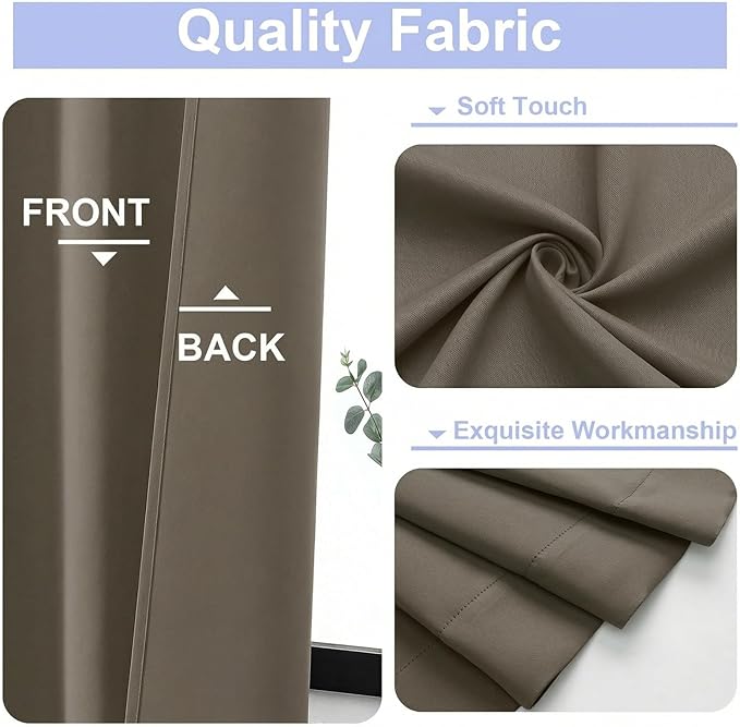 Simplebrand Ava Latte Blackout Curtains for Bedroom 96 Inches Long 2 Panels, Solid Thermal Insulated, Energy Saving Nursery Window Treatment Curtains Blackout Drapes, W40 x L96 Inch, Latte