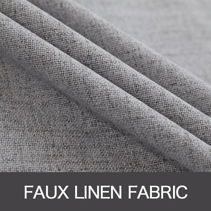 MIULEE Linen Textured 90 Inches Curtains for Bedroom 100% Blackout Thermal Insulated Grey Curtains Grommet Room Darkening Luxury Decor for Living Room Nursery 52 x 90 Inch (2 Panels)