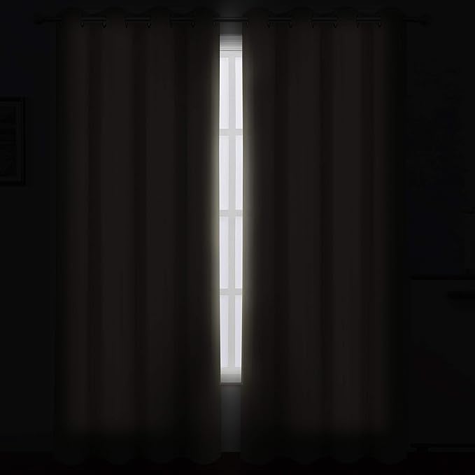 LEMOMO Beige Thermal Blackout Curtains/52 x 72 Inch/Set of 2 Panels Room Darkening Curtains for Bedroom