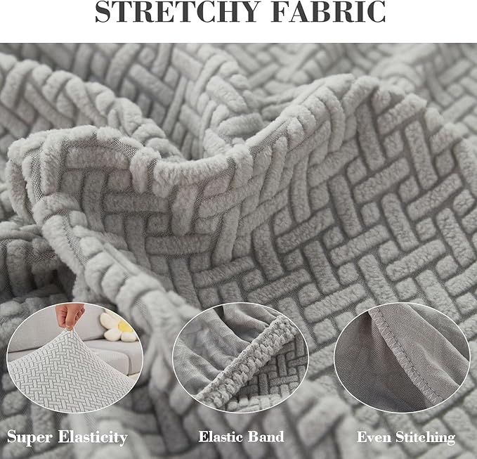 Sofa Covers Couch Covers for Sofa Pet Friendly Couch Cushion Covers Universal Sofa Covers Washable Stretch Slipcovers for Sectional Sofa (Texture Light Gray,Large Single Seat Cover)