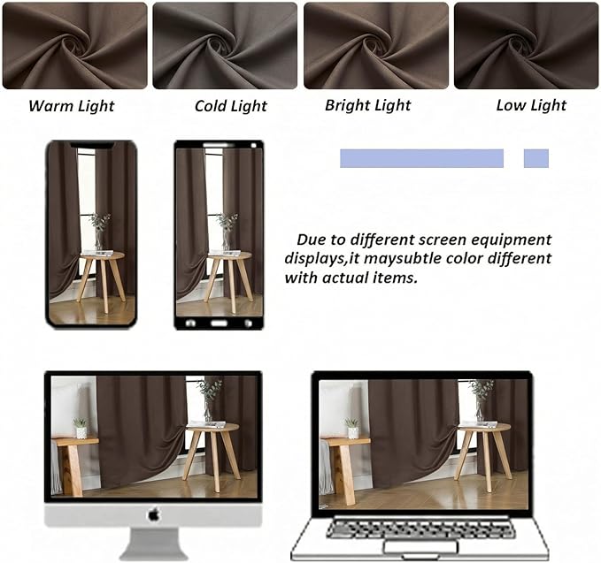 Simplebrand Ava Chocolate Short 36 Inches Blackout Curtain 2 Panels Set, Half Window Rod Pocket Privacy Curtain Tiers for Kitchen, Curtains Blackout for Bathroom Shades, W40 x L36 Inch, Chocolate