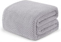 Exclusivo Mezcla Fleece Bed Blanket Twin Size, Super Soft and Warm Blankets for Couch, Sofa and Bed Waffle Textured, Cozy, Fuzzy and Lightweight (Light Grey, 90x66 Inches)