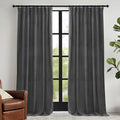 RYB HOME Velvet Blackout Curtains for Bedroom - Super Soft Room Darkening Curtains Thermal Insulated Drapes Heat Block Window Panels for Living Room, Wide 52 x Long 96, Grey, 2 Panels
