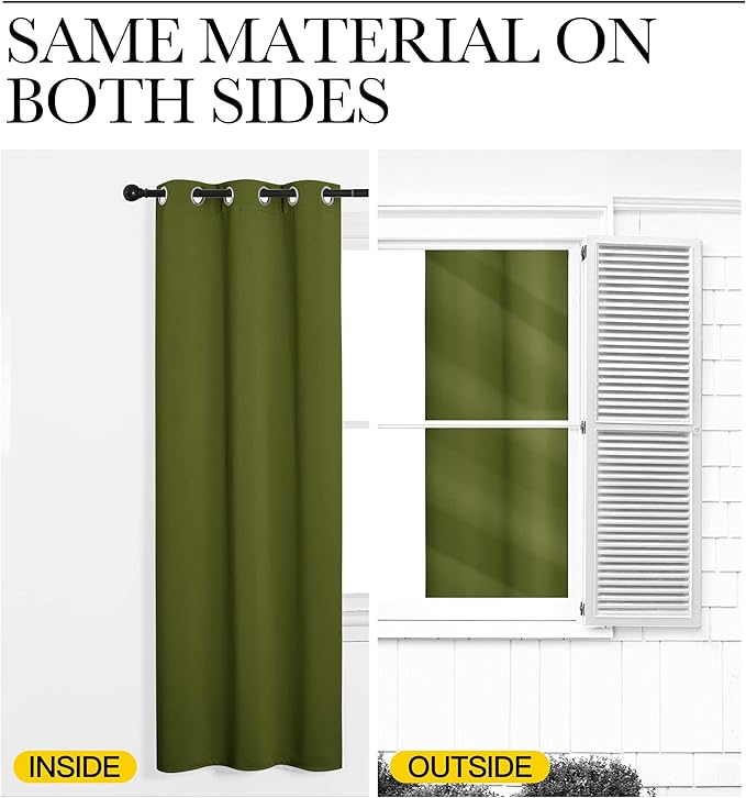 NICETOWN Olive Green Blackout Curtains 102 inches Length for Living Room, 2 Panels, 55" Wide, Thermal Insulated Long Drapes for Large Window