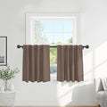 PONY DANCE Blackout Curtains Set - Short Window Curtain Draperies Thermal Insulated Home Decoration Energy Saving Back Tab/Rod Pocket Panels for Bedroom, 42-inch by 30-inch, Mocha, 2 PCs