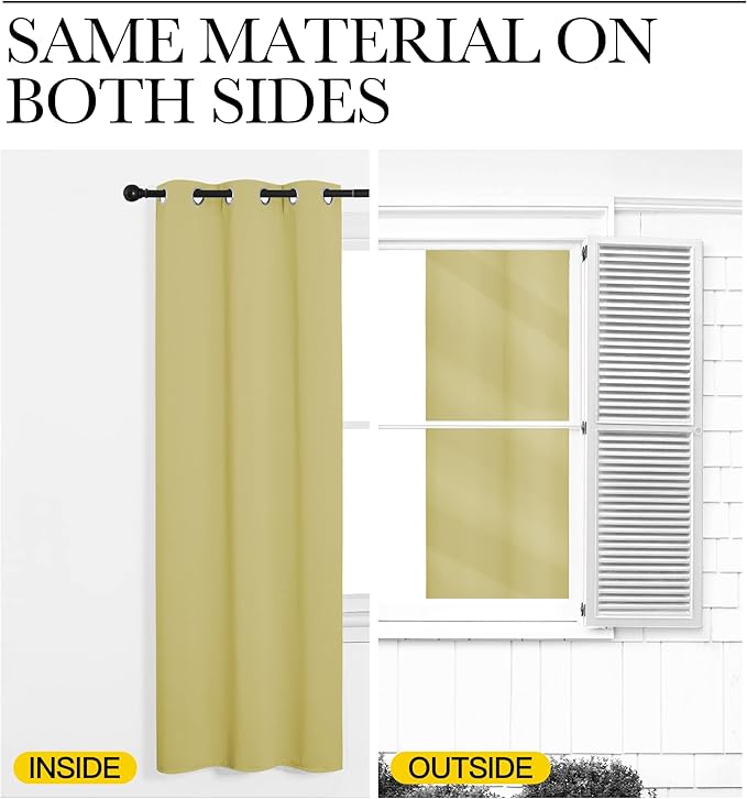 NICETOWN Blackout Draperies Curtains for Kids Room, Paler Yellow, Set of 2, 70 by 84 inches, Window Treatment Thermal Insulated Solid Grommet Blackout Drape Panels for Bedroom