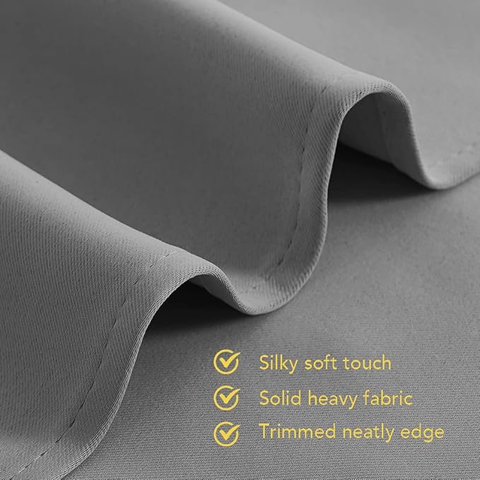 NICETOWN Silver Grey Bedroom Curtains 60 inch Length 2 Panels Set, 34" Wide, Solid Thermal Insulated Grommet Light Blocking Blackout Curtains & Drapes for Living Room