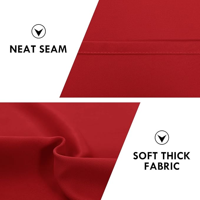 DWCN Christmas Blackout Curtains Thermal Insulated Energy Saving Bedroom and Kitchen Curtains Window Treatments, W 38 x L 45 Inch, Set of 2 Red Rod Pocket Drapes