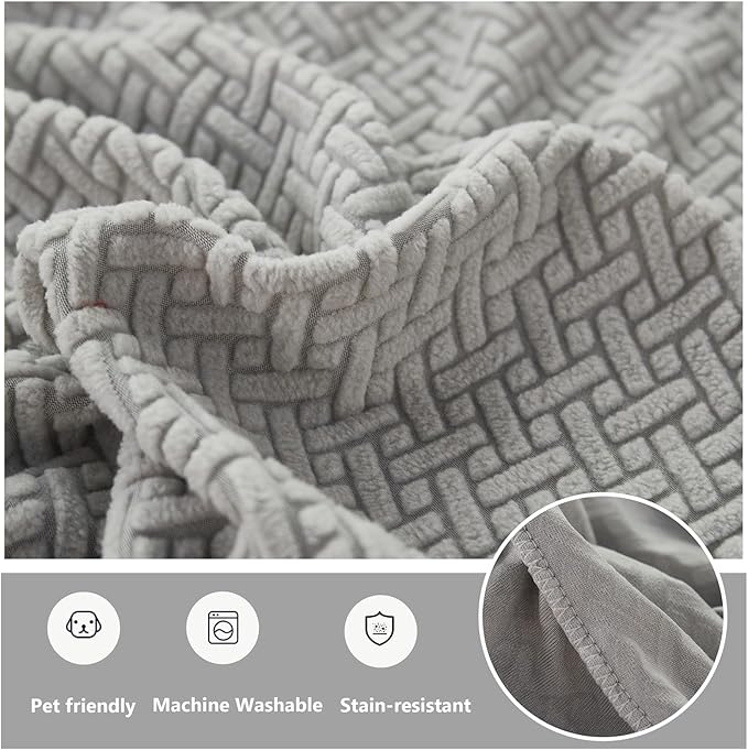 Couch Cushion Covers for Sofa Couch Covers Wear-Resistant Universal Sofa Cover Washable Stretch for Sectional Slipcovers (Texture-Blue,Back Cover L)