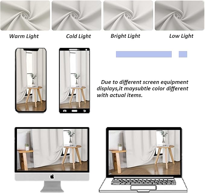 Simplebrand Ava Natural Short Blackout Curtains for Bedroom 45 Inches Long 2 Panels Set, Solid Thermal Insulated, Energy Saving Window Treatment Curtains Blackout Drapes, W40 x L45 Inch, Natural