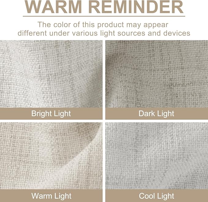 100% Blackout Shield Linen Blackout Curtains for Bedroom 63 Inches Long, Back Tab/Rod Pocket Living Room Drapes, Thermal Insulated Blackout Curtains 2 Panels Set, 50" W x 63" L, Beige