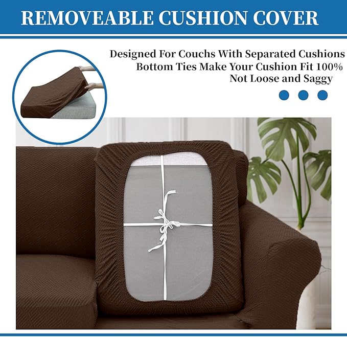 XINEAGE 2026 New 4 Pieces Extra Large Couch Covers for 3 Cushion Sofa Super Stretch Sofa Cover for 3 Large Seat Cushion Universal Fitted Slip Cover for Living Room (Coffee), 91"-110"(3 Cushions)