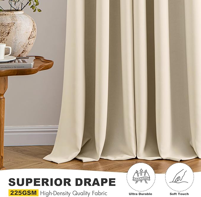 MIULEE Short Curtains for Windows - Cream Beige Blackout Half Window Curtains Thermal Insulated Privacy Drapes for Kitchen Bedroom Bathroom Grommet Top Small Basement Tiers W40 x L36 Inch 2 Panels