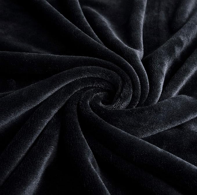 TASTHROW Large Flannel Fleece Throw Blanket, 90×108 Inch - Cozy Lightweight Thick Blanket - All Seasons Suitable for Women, Men and Kids (Black)