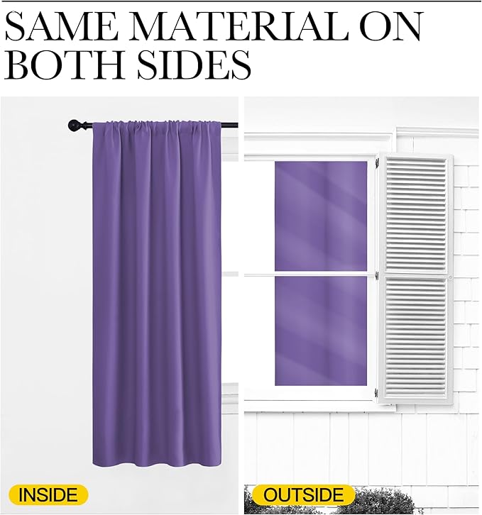 NICETOWN Blackout Curtains for Bedroom, Blackout Curtain Panels, Lilac Purple, 1 Pair, 62 by 63-inch, Window Treatment Energy Saving Thermal Insulated Solid Rod Pocket Blackout Drapes/Draperies