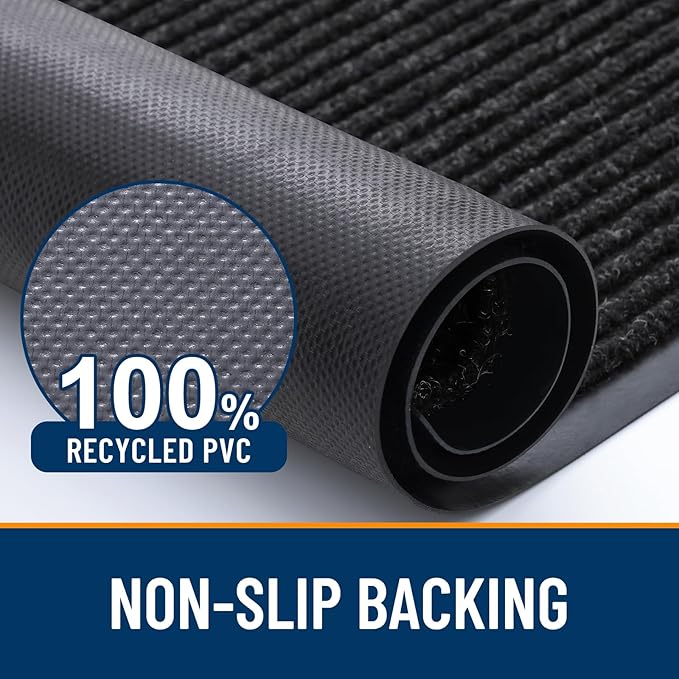 OLANLY Front Door Mat Indoor Outdoor Entrance, 2-Pack 33 x 21 Inch, Waterproof Heavy Duty Doormat, Fade Resistant, Low Profile, Easy Clean Patio Porch Welcome Floor Mats for Entry, Off-Black