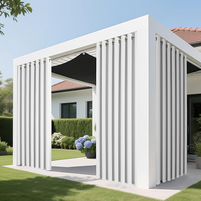 Joydeco Blackout Patio Sliding Door Curtains 84 Inches Long, Grommet Privacy Room Divider Curtains, Extra Wide Thermal Blackout Drapes for Bedroom Living Room (Pure White, 60Wx84L, 1 Panel)