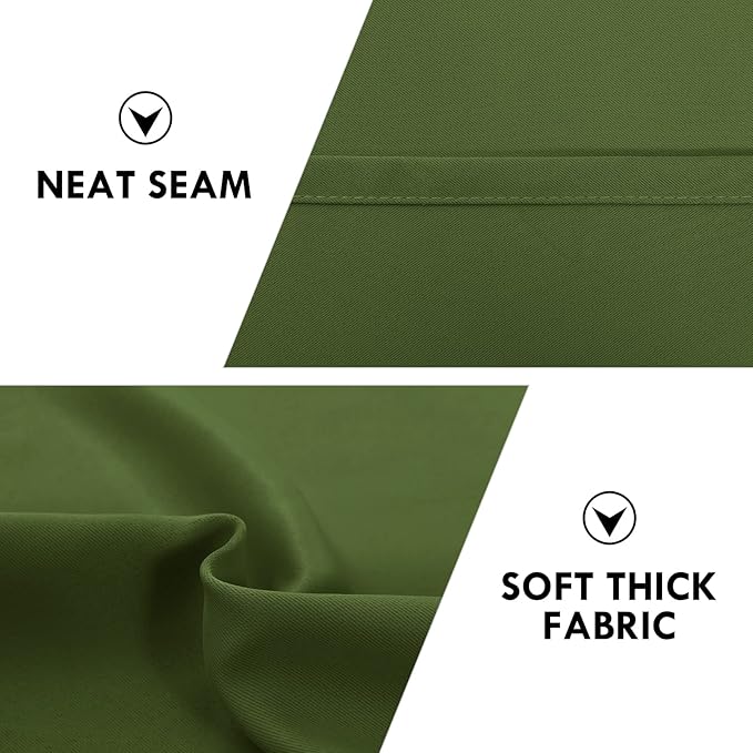 DWCN Olive Green Room Darkening Blackout Curtains - Thermal Insulated Privacy Energy Saving Window Curtain Drapes 52 x 54 inch Length, Set of 2 Bedroom Living Room Curtains