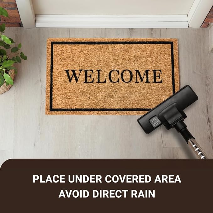KANKUN Coco Coir Door Mat with Heavy Duty Backing, Welcome Doormat (17" x 30"), Doormat Entrance (Welcome2-2Pack)