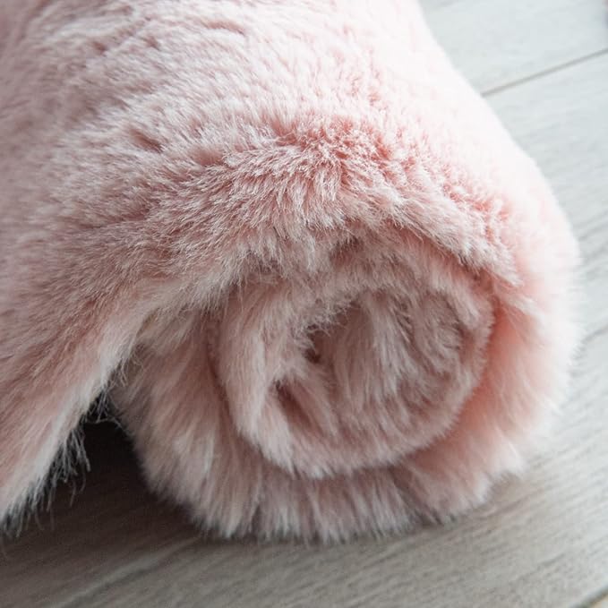 ORINOVA Pink Fluffy Round Rugs 6ft Large Circle Washable Faux Rabbit Shaggy Fur Rugs for Bedroom Living Room Nursery Rug Home Décor