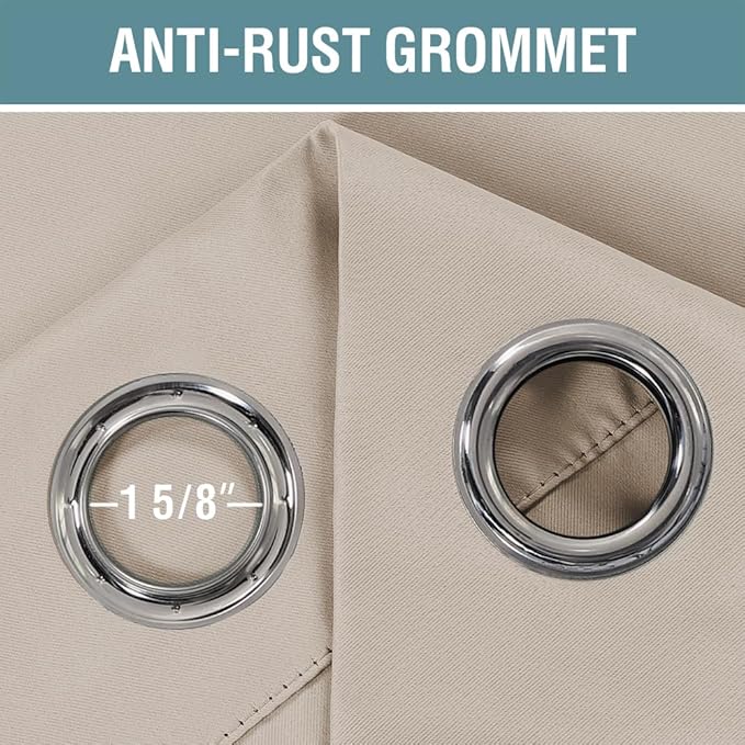H.VERSAILTEX Blackout Curtain for Living Room Small Window Kitchen Blackout Curtains 45 inch Length Energy Saving Solid Grommet Blackout Drape, One Panel, Fog, 52" W x 45" L