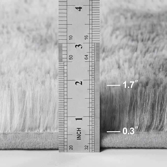 Large Shag Area Rugs 10 x 14, Tie-Dyed Plush Fuzzy Rugs for Living Room, Ultra Soft Fluffy Furry Rug for Bedroom, Anti-Skid Indoor Carpet Nursery Rugs for Kids Room Home Decor, Light Grey