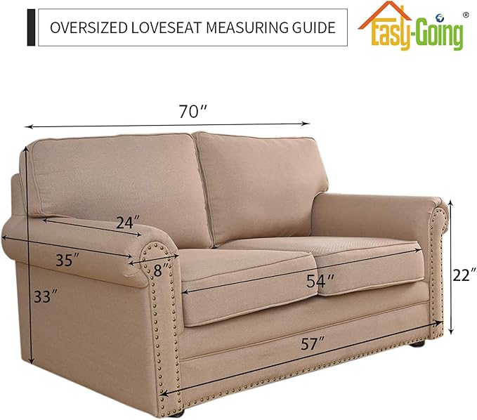 Easy-Going Stretch Oversized Loveseat Slipcover 1-Piece Sofa Cover Furniture Protector Couch Soft with Elastic Bottom for Kids Polyester Spandex Jacquard Fabric Small Checks Chocolate