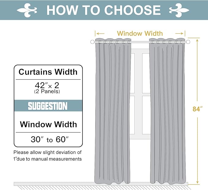 ChrisDowa 100% Blackout Curtains for Bedroom with Black Liner, 2 Thick Layers Total Blackout Thermal Insulated Grommet Window Curtains 2 Panels Set (Stone Blue, 42 x 84 Inch)