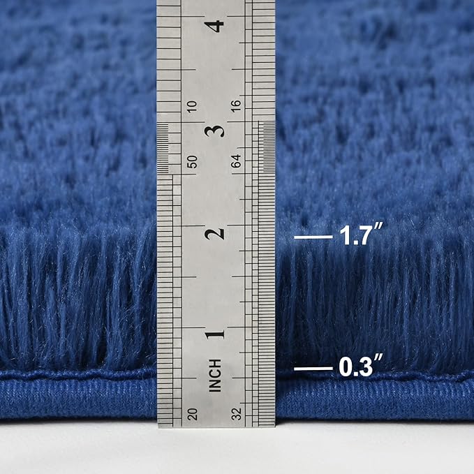 Deerhoo Large Shag Area Rugs 8 x 10, Plush Fuzzy Rugs for Living Room, Ultra Soft Fluffy Furry Rug for Bedroom, Indoor Carpet Nursery Rugs for Kids Room Home Decor,Navy Blue